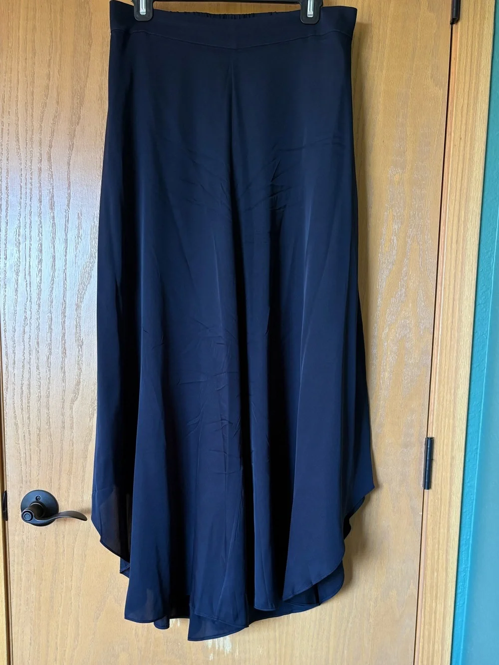 Quince Washable Stretch Silk Navy Wide-Leg Palazzo Pants - Picture 4 of 7